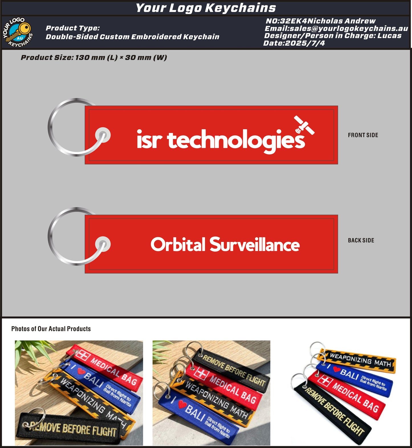 Double Sided Embroidered Keychain 32EK4Nicholas Andrew 20250704