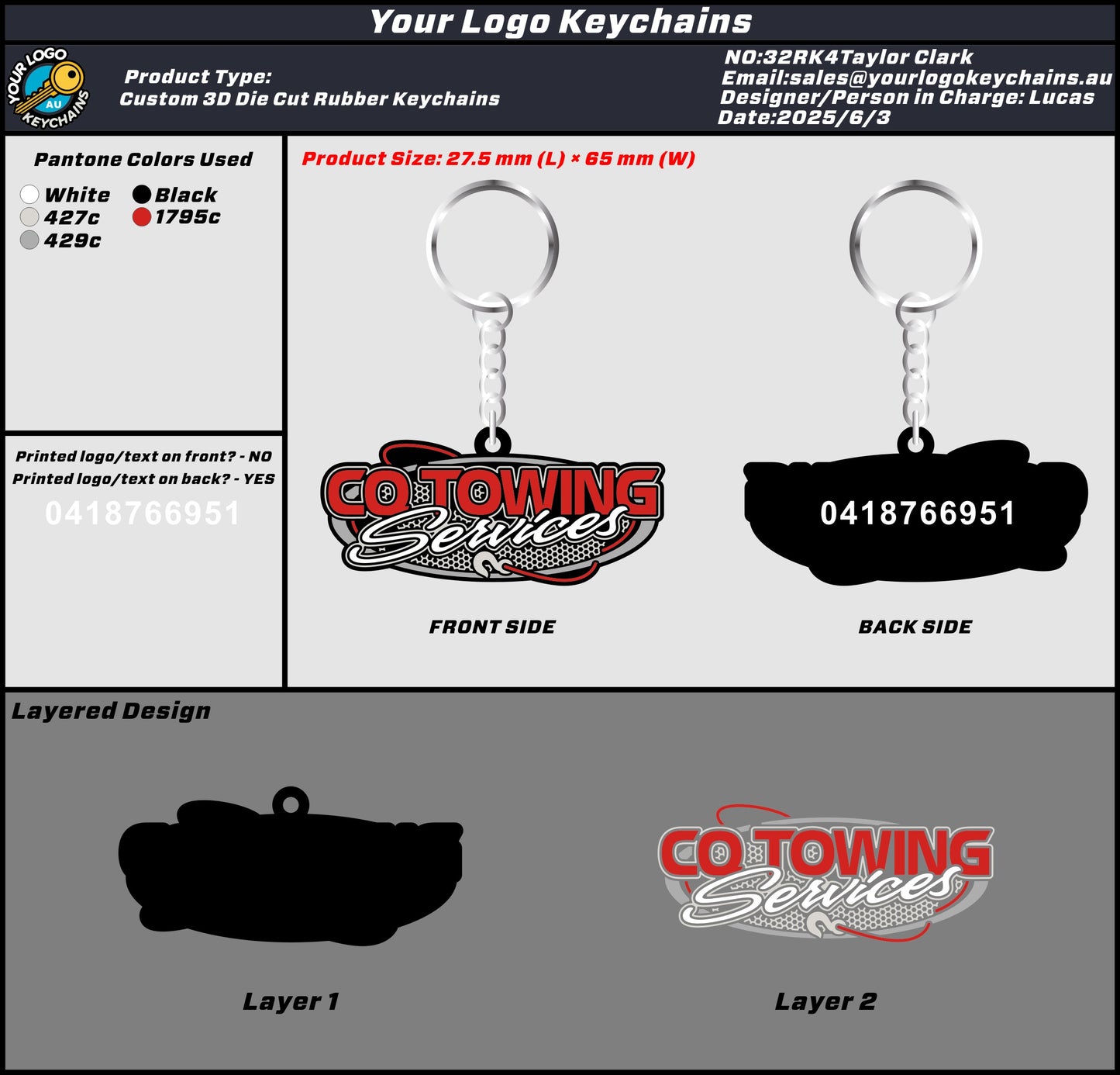 3D Rubber Keychain 32RK4Taylor Clark 20250602