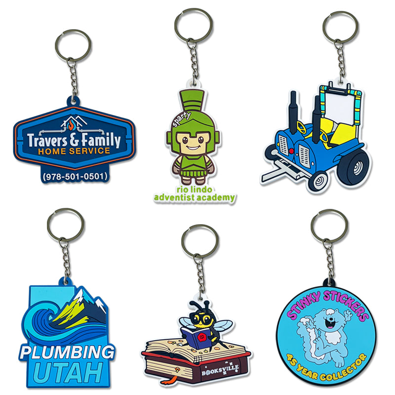 Custom 3D Die Cut Rubber Keychains - Free Design Proof & Quote