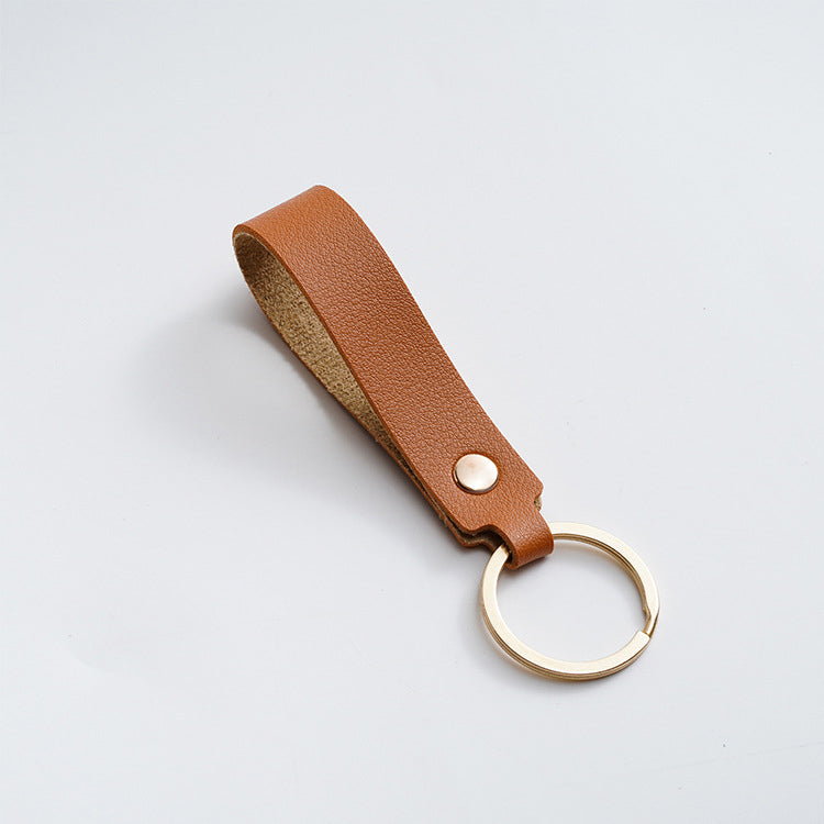 Litchi Grain Leather Cord Keychain