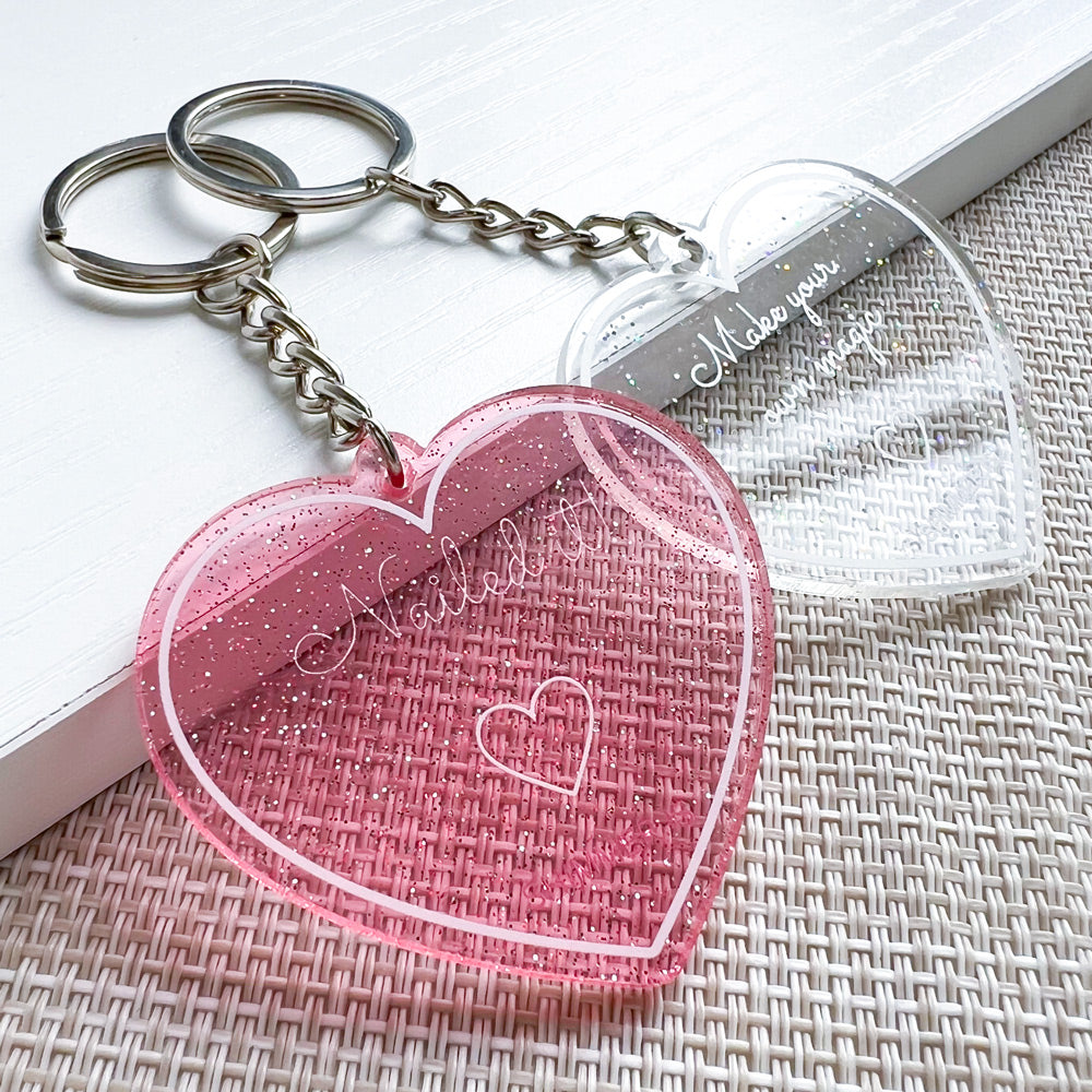 Custom Colored Acrylic Glitter Keychain