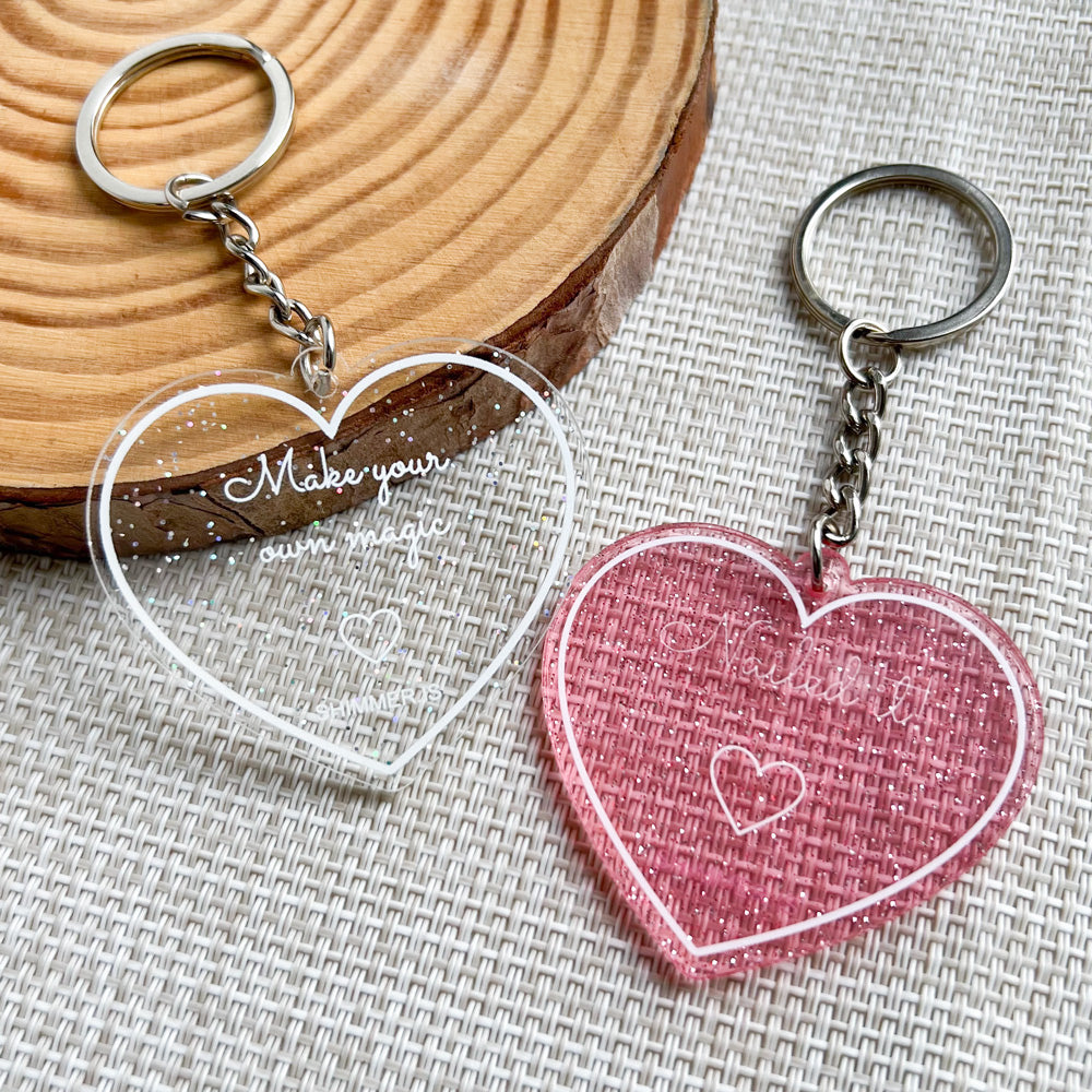 Custom Colored Acrylic Glitter Keychain