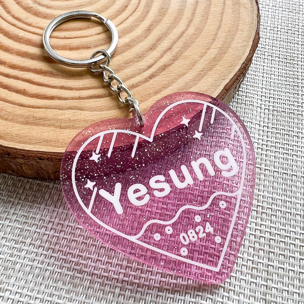 Custom Colored Acrylic Glitter Keychain