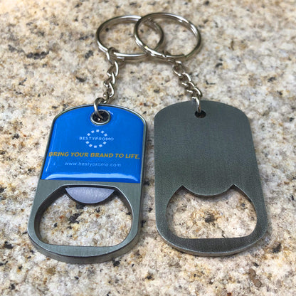 Custom Dog Tag Metal Keychain Bottle Opener - Free Design Proof & Quote