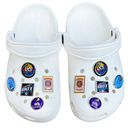 Custom Logo Domed Metal Clog Charms - Free Design Proof & Quote