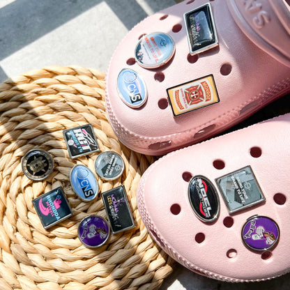 Custom Logo Domed Metal Clog Charms - Free Design Proof & Quote