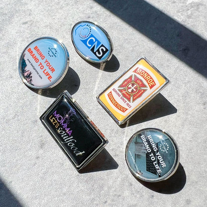 Custom Logo Domed Metal Clog Charms - Free Design Proof & Quote