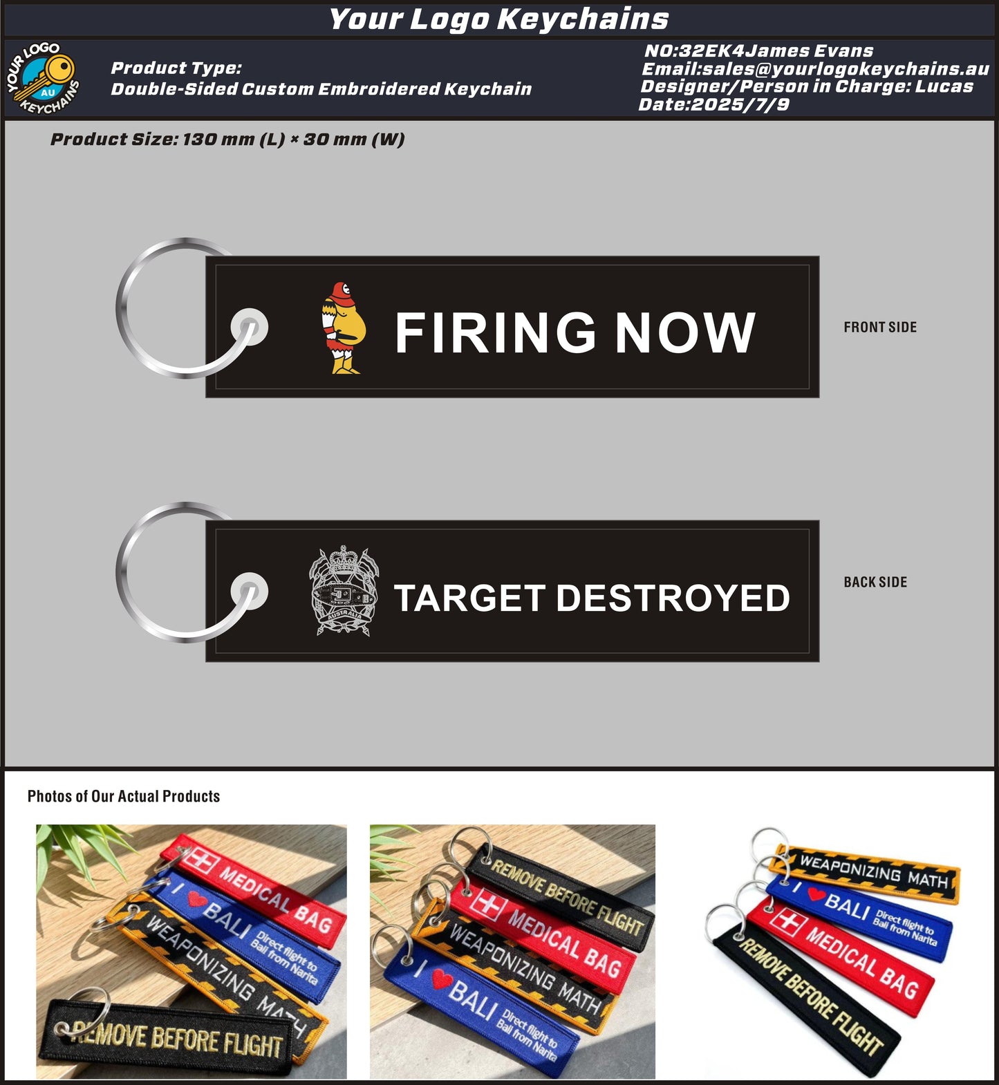 Double Sided Embroidered Keychain 32EK4James Evans 20250709