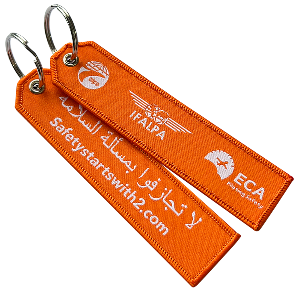 Custom Double-Sided Woven Flight Key Tag – Free Design Proof & Quote
