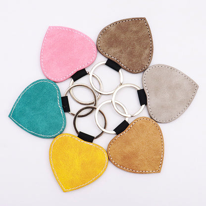 Heart-Shaped Leather Keychain