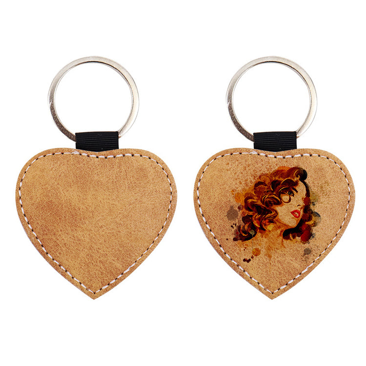 Heart-Shaped Leather Keychain