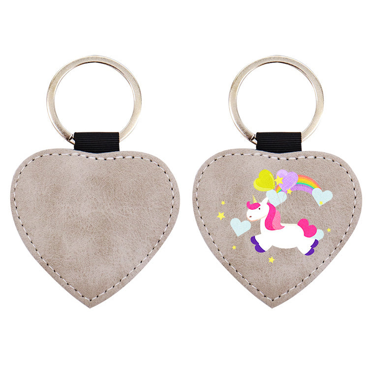 Heart-Shaped Leather Keychain
