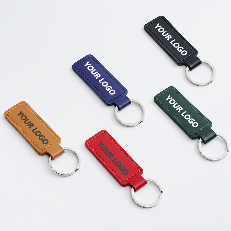 Rectangular Leather Keychain