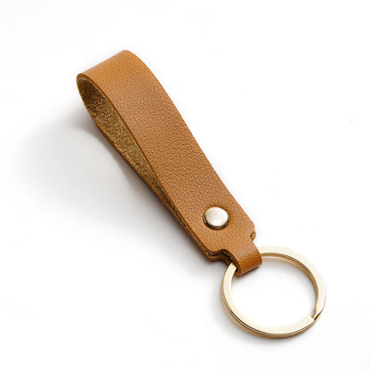 Litchi Grain Leather Cord Keychain