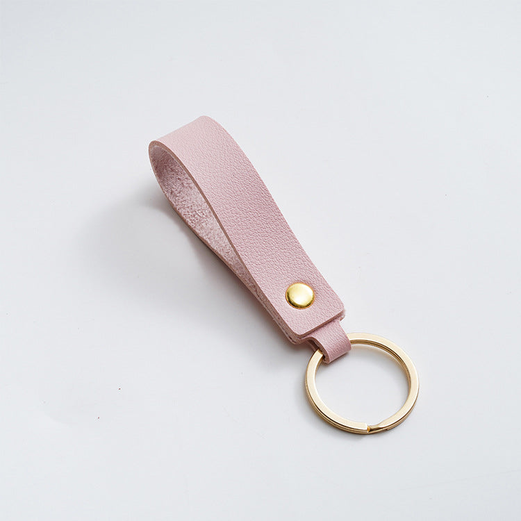Litchi Grain Leather Cord Keychain