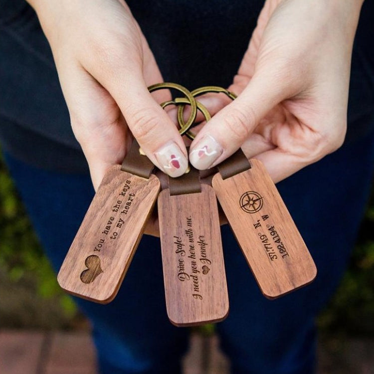 Wood & Leather Rectangular Keychain