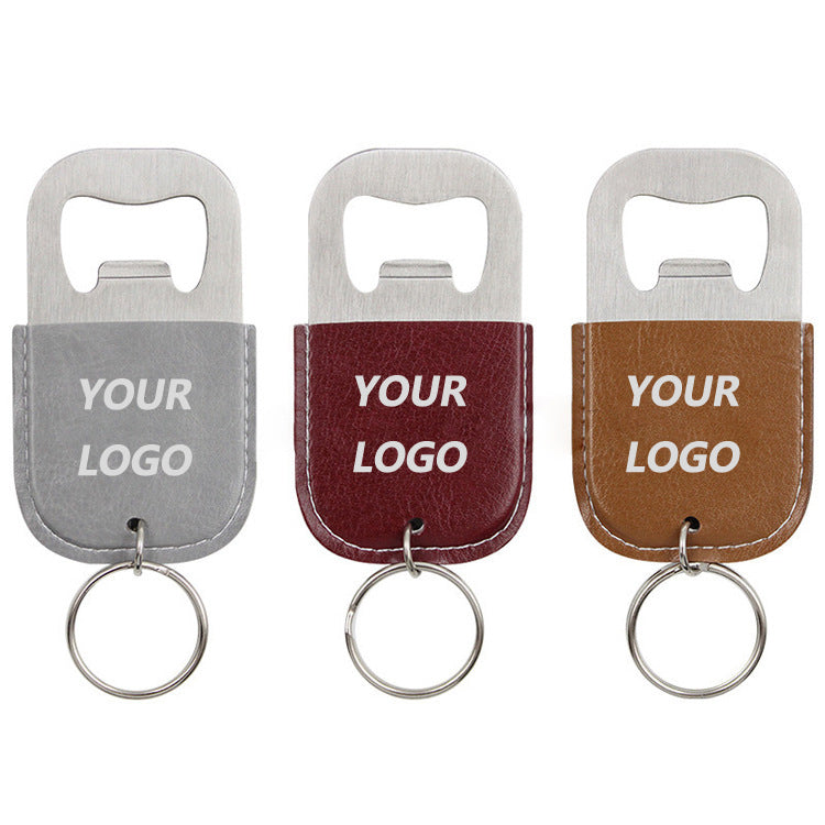 Leather and Metal Bottle Opener Keychain