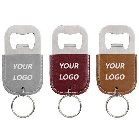 Leather and Metal Bottle Opener Keychain