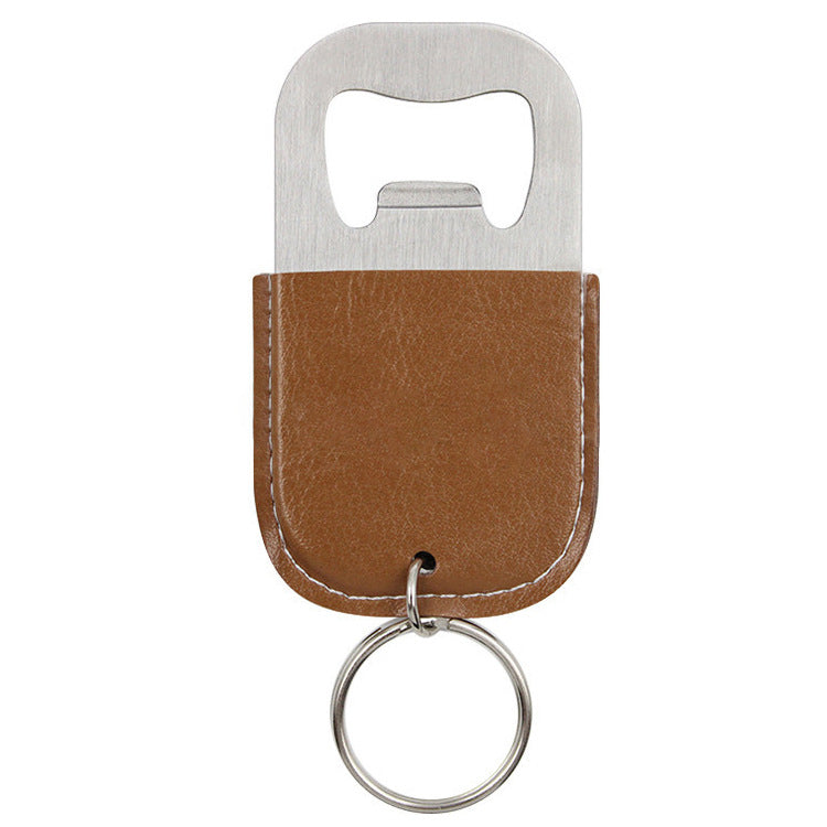Leather and Metal Bottle Opener Keychain