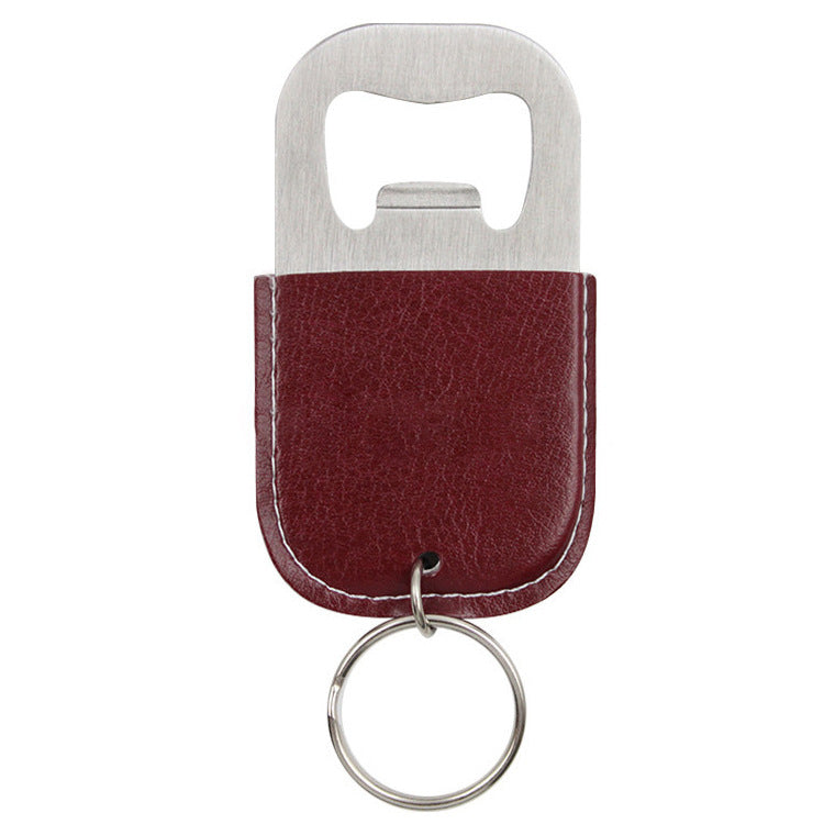 Leather and Metal Bottle Opener Keychain