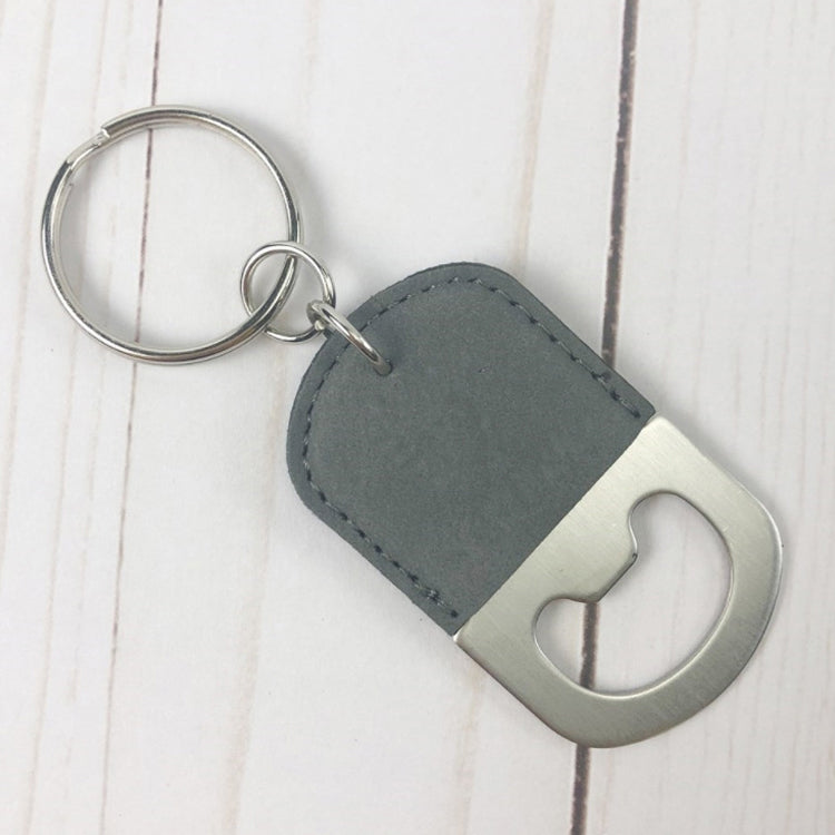 Leather and Metal Bottle Opener Keychain