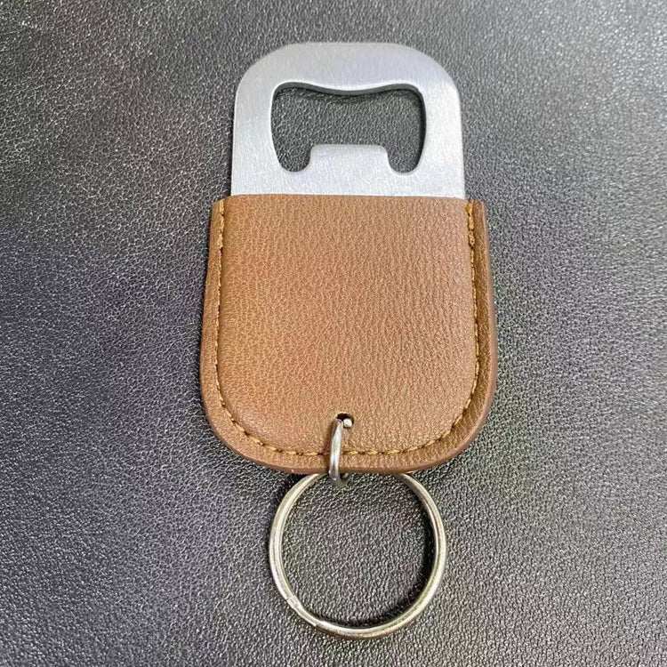 Leather and Metal Bottle Opener Keychain